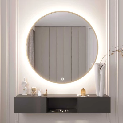 Kulaté zrcadlo SOL s LED osvětlením - zlaté
