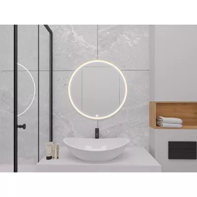 Nástěnné zrcadlo SOL s LED osvětlením - zlaté