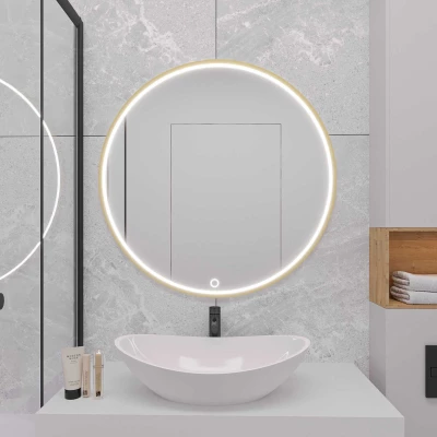 Zrcadlo na zeď SOL s LED osvětlením - zlaté