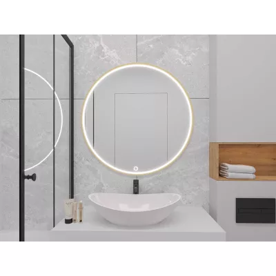 Zrcadlo na zeď SOL s LED osvětlením - zlaté