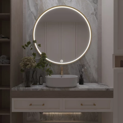 Zrcadlo na zeď SOL s LED osvětlením - zlaté