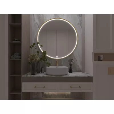 Zrcadlo na zeď SOL s LED osvětlením - zlaté
