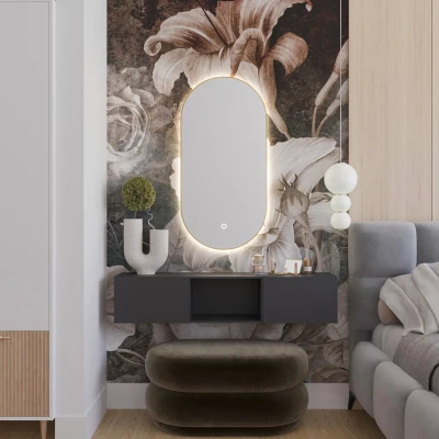 Oválné zrcadlo ORIEN s LED osvětlením - zlaté