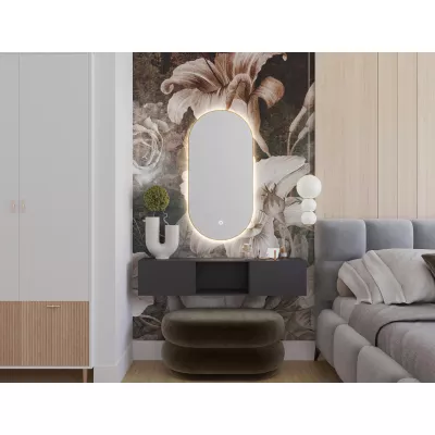 Oválné zrcadlo ORIEN s LED osvětlením - zlaté