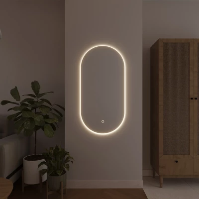Oválné zrcadlo ORIEN s LED osvětlením - zlaté