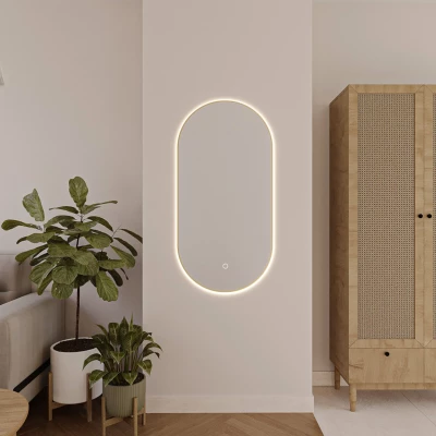 Oválné zrcadlo ORIEN s LED osvětlením - zlaté