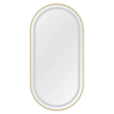 Oválné nástěnné zrcadlo ORIEN s LED osvětlením - zlaté