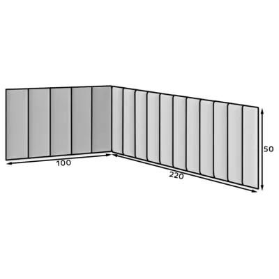 Set čalouněných panelů 100x220x50 VALERIO - světle šedý