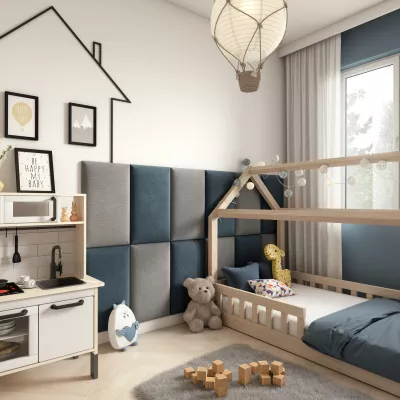 Set čalouněných panelů 180x100 VALERIO - světle modrý / světle šedý