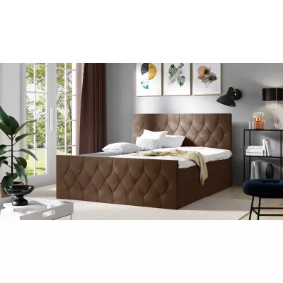 Čalouněná postel TIBOR LUX - 160x220, hnědá + topper ZDARMA
