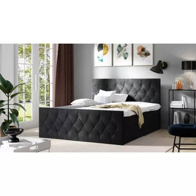 Čalouněná postel TIBOR LUX - 160x220, černá + topper ZDARMA