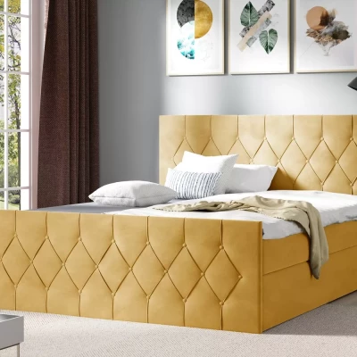 Čalouněná postel TIBOR LUX - 160x220, žlutá + topper ZDARMA