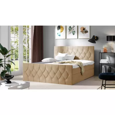 Čalouněná postel TIBOR LUX - 160x220, béžová + topper ZDARMA