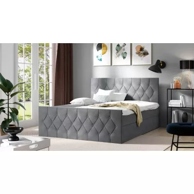 Čalouněná postel TIBOR LUX - 140x220, šedá + topper ZDARMA