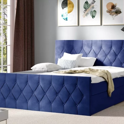 Čalouněná postel TIBOR LUX - 140x220, modrá + topper ZDARMA