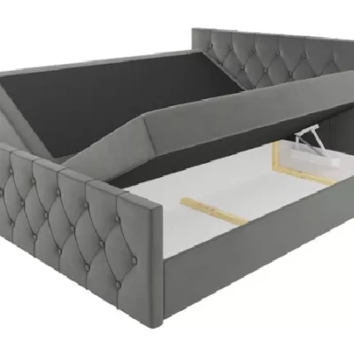 Čalouněná postel TIBOR LUX - 140x220, modrá + topper ZDARMA