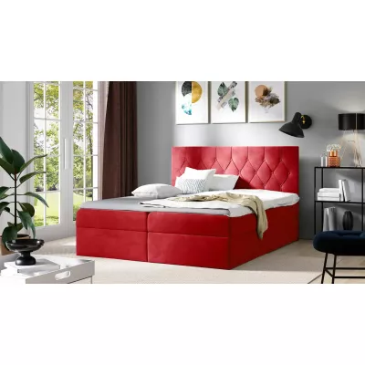 Postel boxspring TIBOR - 200x220, červená + topper ZDARMA