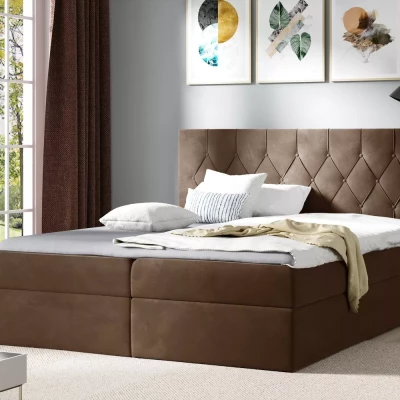 Postel boxspring TIBOR - 200x220, hnědá + topper ZDARMA