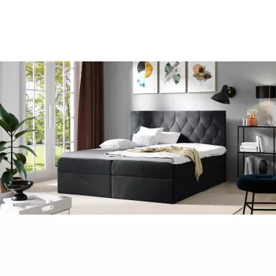 Postel boxspring TIBOR - 200x220, černá + topper ZDARMA