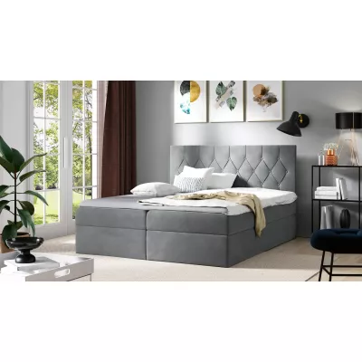 Postel boxspring TIBOR - 200x220, šedá + topper ZDARMA
