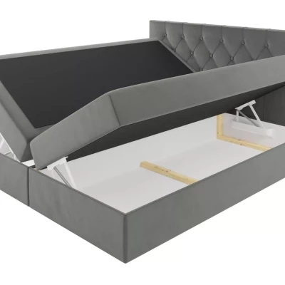 Postel boxspring TIBOR - 200x220, šedá + topper ZDARMA