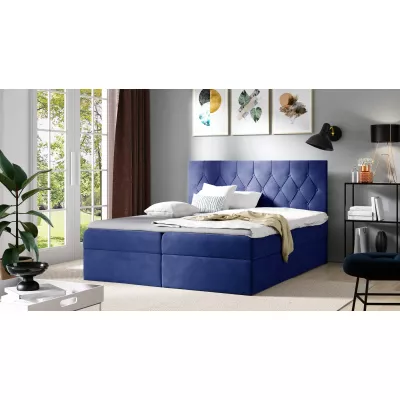 Postel boxspring TIBOR - 200x220, modrá + topper ZDARMA