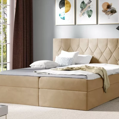Postel boxspring TIBOR - 200x220, béžová + topper ZDARMA