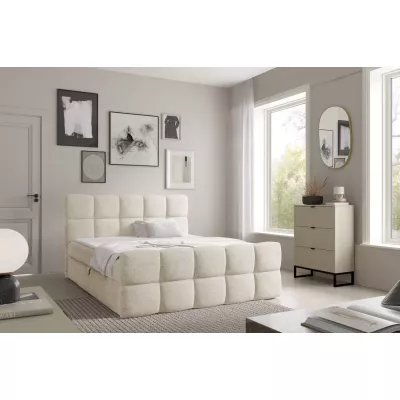Kontinentální postel 200x220 ISEMBARD - smetanová + topper