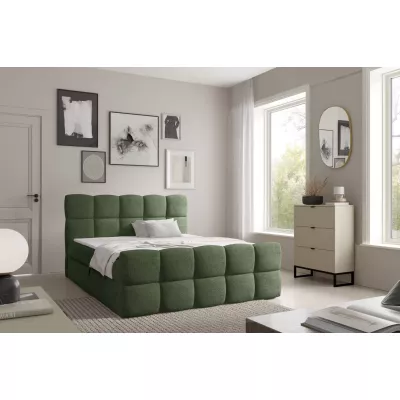 Kontinentální postel 200x220 ISEMBARD - láhvově zelená + topper