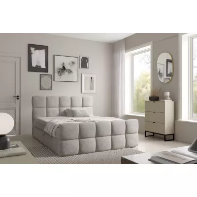 Kontinentální postel 180x220 ISEMBARD - platinově šedá + topper