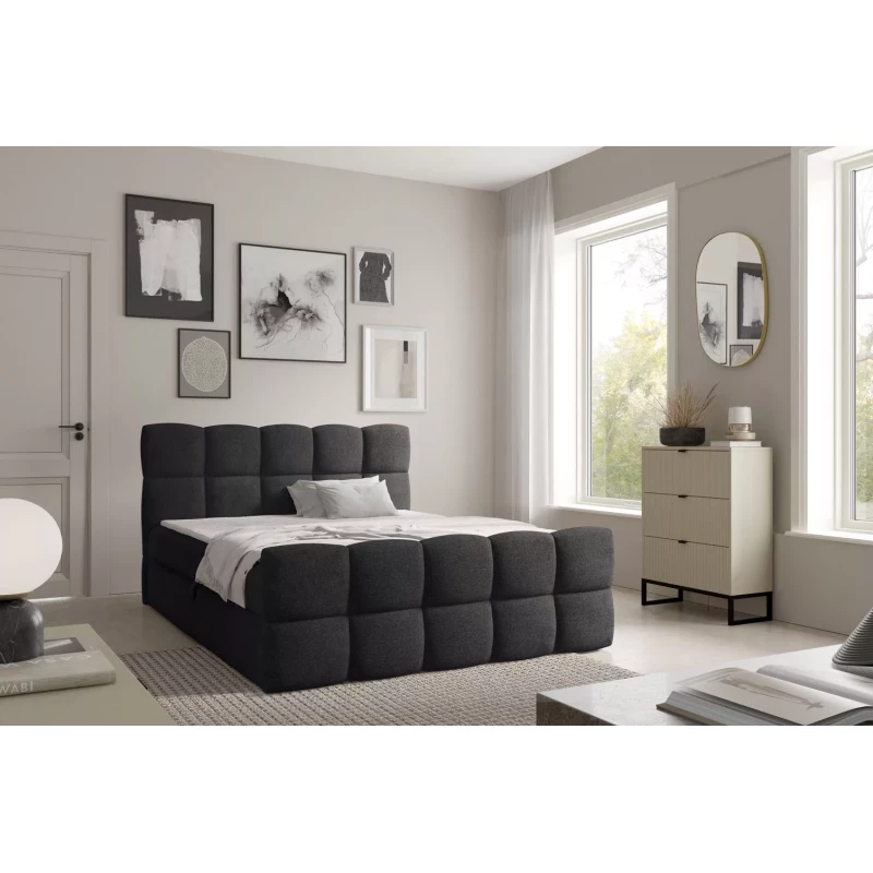 Kontinentální postel 180x220 ISEMBARD - černá + topper