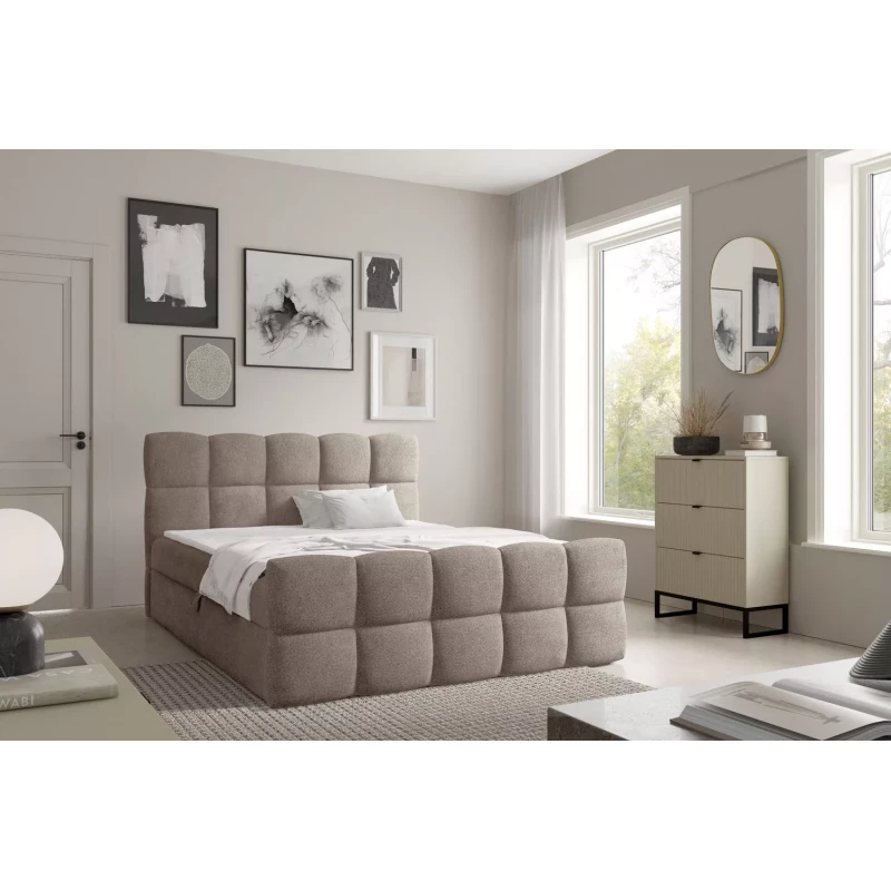 Kontinentální postel 160x220 ISEMBARD - šedá + topper