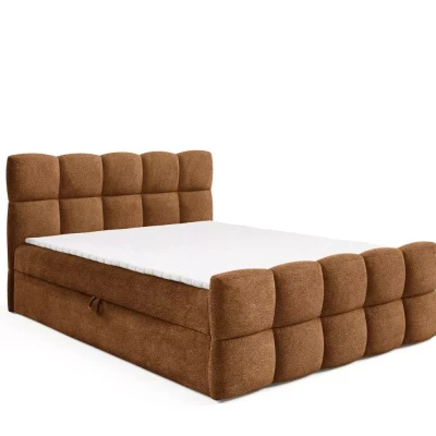 Kontinentální postel 160x220 ISEMBARD - hnědá + topper