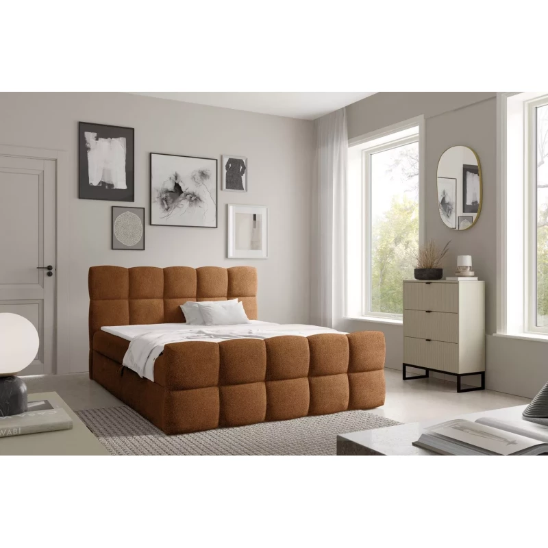 Kontinentální postel 120x220 ISEMBARD - hnědá + topper