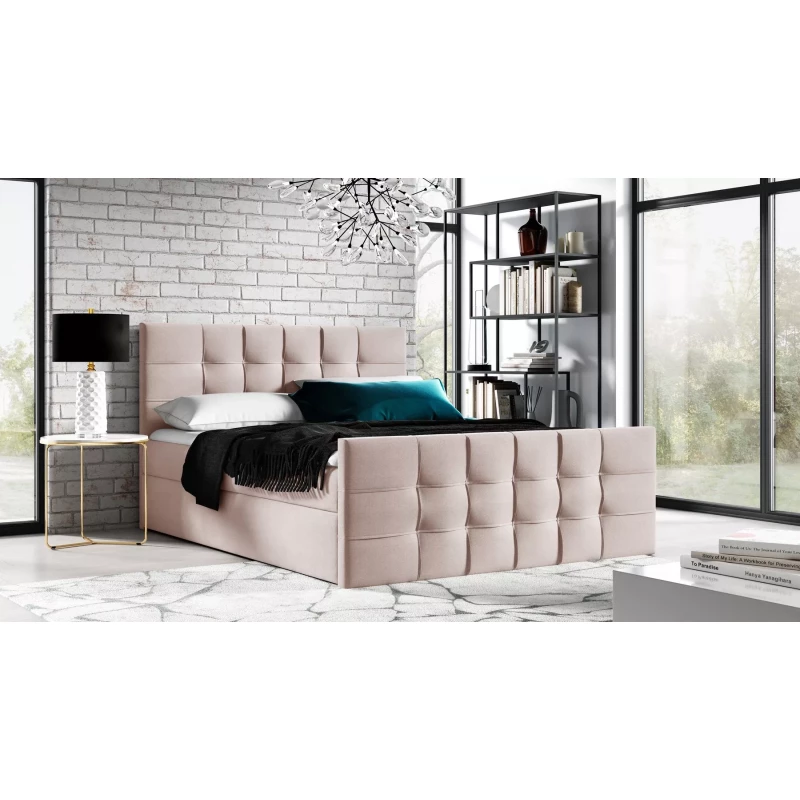 Čalouněná boxspringová postel IVANA 1 LUX - 200x220, růžová + topper ZDARMA
