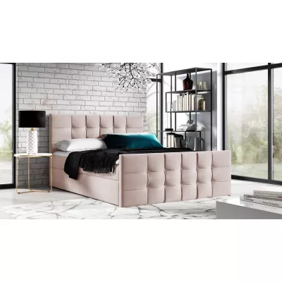 Čalouněná boxspringová postel IVANA 1 LUX - 200x220, růžová + topper ZDARMA