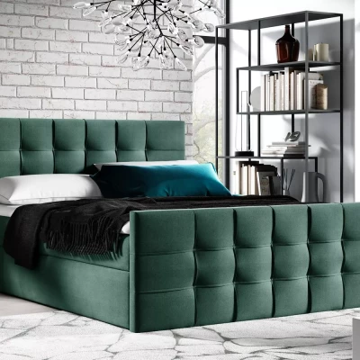 Čalouněná boxspringová postel IVANA 1 LUX - 200x220, zelená + topper ZDARMA