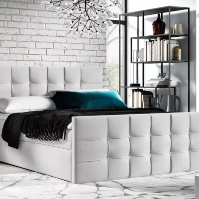Čalouněná boxspringová postel IVANA 1 LUX - 180x220, světle šedá 1 + topper ZDARMA