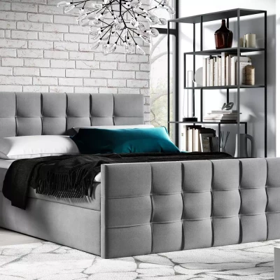 Čalouněná boxspringová postel IVANA 1 LUX - 180x220, šedá + topper ZDARMA
