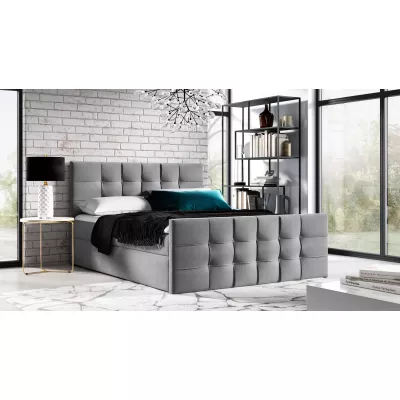 Čalouněná boxspringová postel IVANA 1 LUX - 180x220, šedá + topper ZDARMA