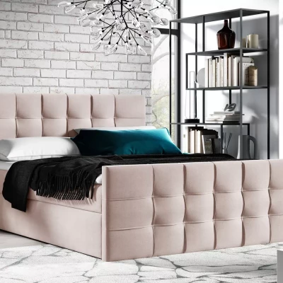 Čalouněná boxspringová postel IVANA 1 LUX - 160x220, růžová + topper ZDARMA
