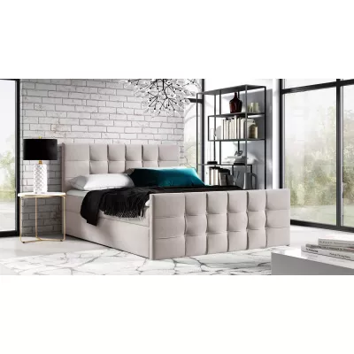 Čalouněná boxspringová postel IVANA 1 LUX - 120x220, béžová + topper ZDARMA