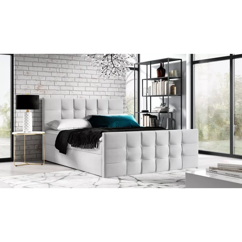 Čalouněná boxspringová postel IVANA 1 LUX - 120x220, světle šedá 1 + topper ZDARMA