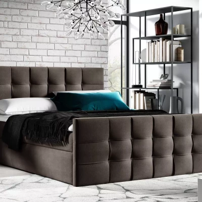 Čalouněná boxspringová postel IVANA 1 LUX - 120x220, hnědá + topper ZDARMA