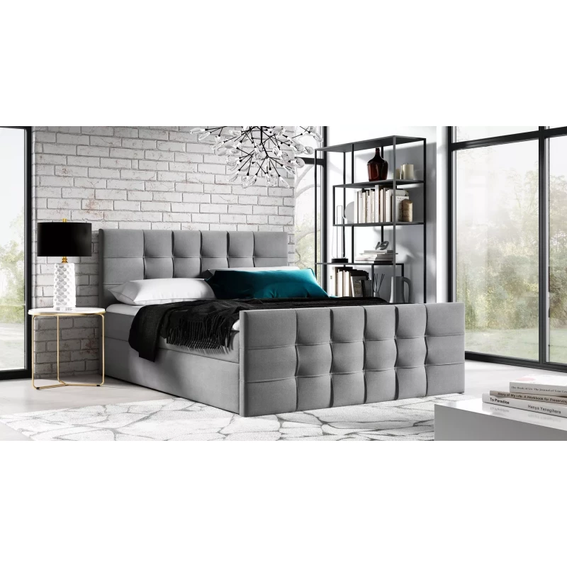 Čalouněná boxspringová postel IVANA 1 LUX - 120x220, šedá + topper ZDARMA