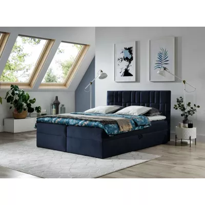 Kontinentální postel 180x220 IVANA 3 - tmavě modrá + topper ZDARMA