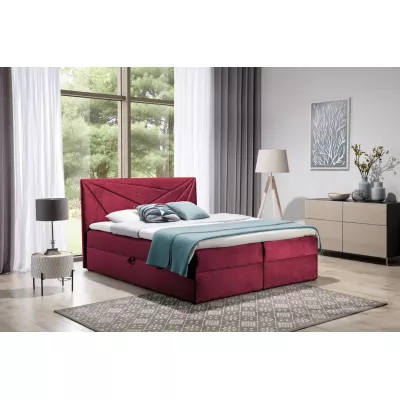 Boxspringová postel 180x220 IVANA 5 - červená + topper ZDARMA