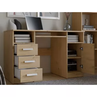 PC stůl se šuplíky a skříňkou BELLUNO - dub artisan