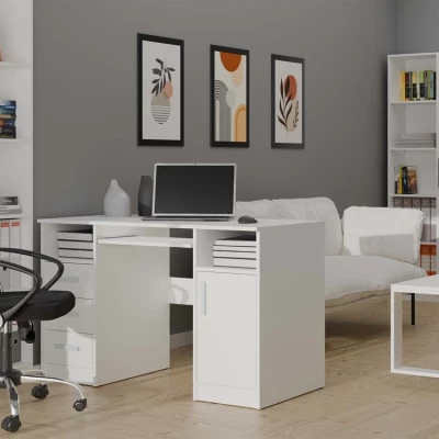 PC stůl se šuplíky a skříňkou BELLUNO - bílý