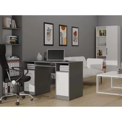 PC stůl se šuplíky a skříňkou BELLUNO - antracit / bílý